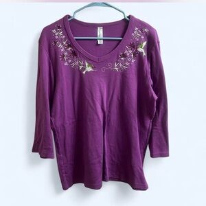 Vibrant Purple Women's Blouse with Embroidery